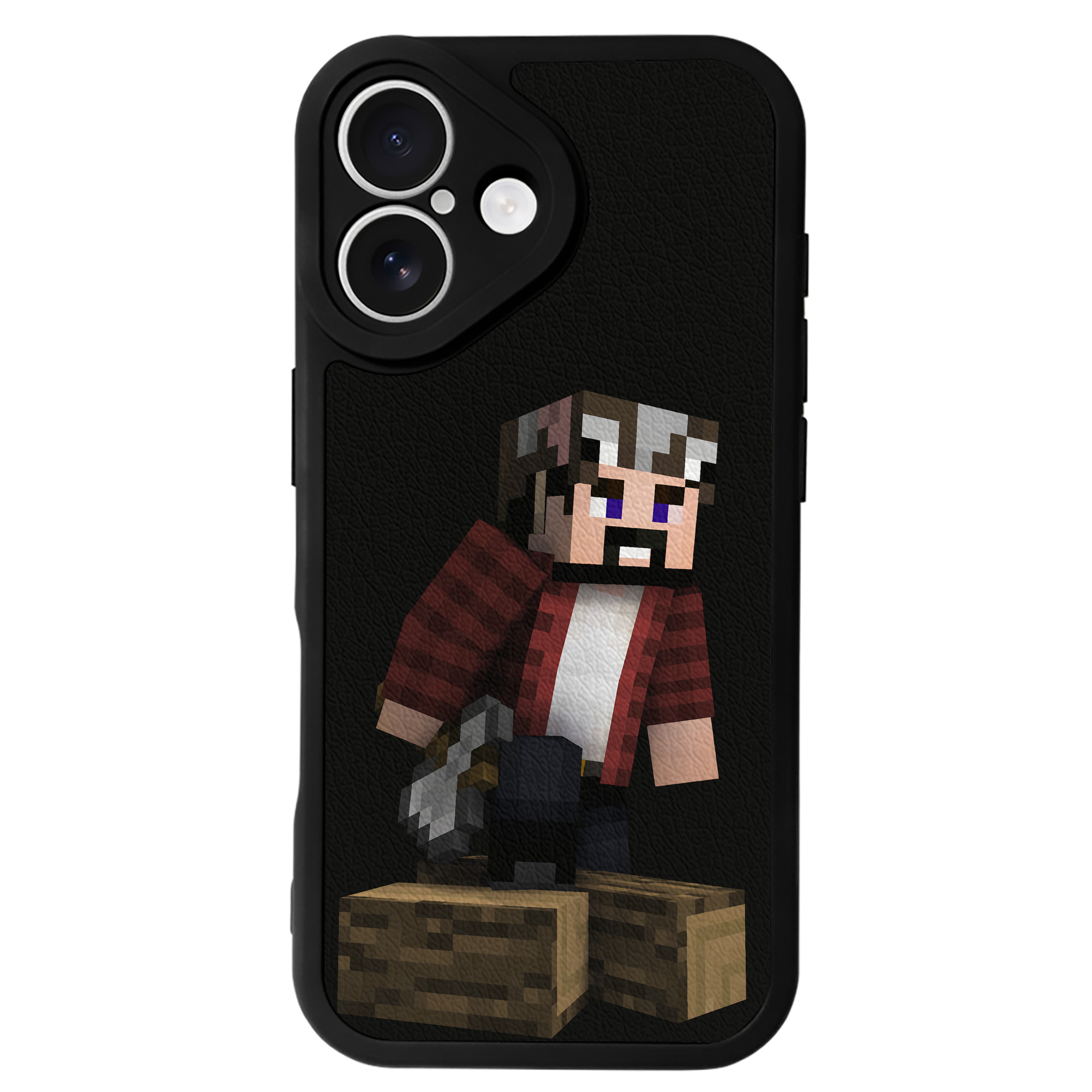（画像用） マインクラフト ブロックの世界 Minecraft MC Block world 【iPhone 16シリーズ対応】シリコンスマホケース（レザー調） 材質：シリコン